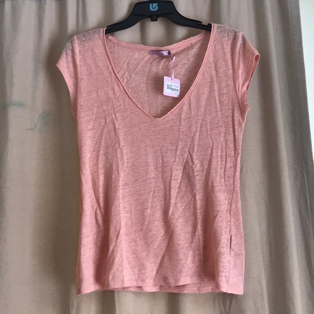 Calypso St Barth v-neck tee in peach